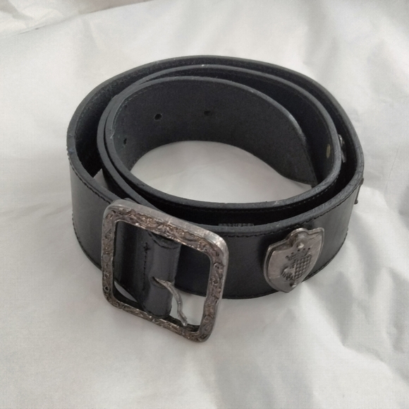 Neiman Marcus black leather women\'s  belt medieval Rare size M Made in Italy main image 12